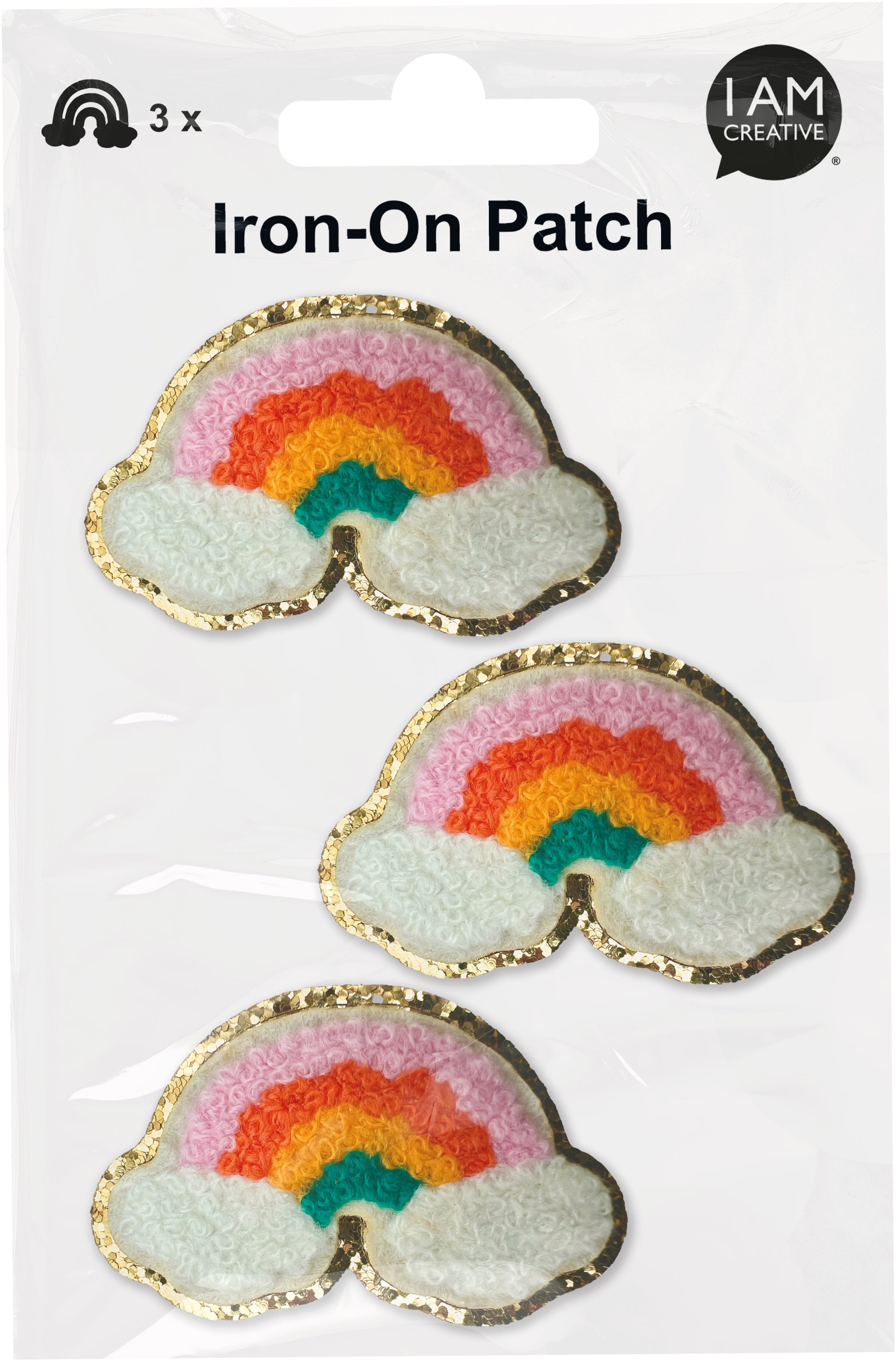 I am Creative Aufnäher zum Aufbügeln Regenbogen 100 × 150 mm – mehrfarbig, 3 Stück