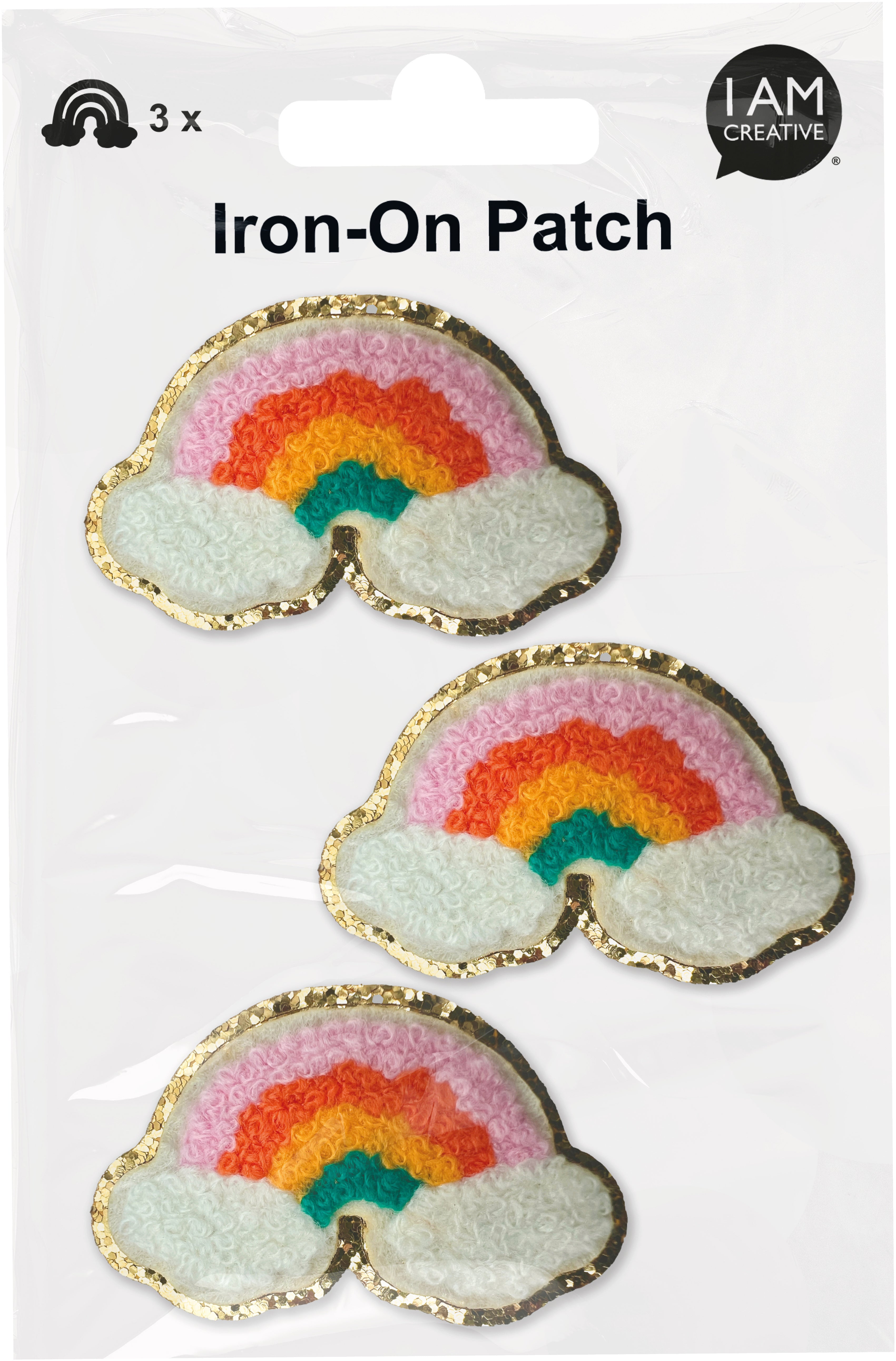 I am Creative Aufnäher zum Aufbügeln Regenbogen 100 × 150 mm – mehrfarbig, 3 Stück