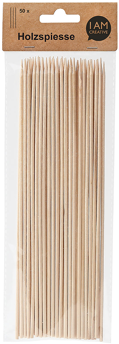 I am creative Holzspiesse, Holz, Natur, 20 cm × Ø 2,5 mm, 50 Stk., 1302.12