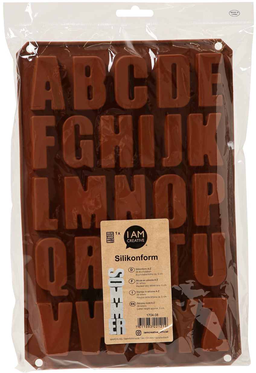 I am creative Giessform – A–Z – Silikon – 344 × 226 × 29 mm – für Beton, Seife, Wachs u. a.
