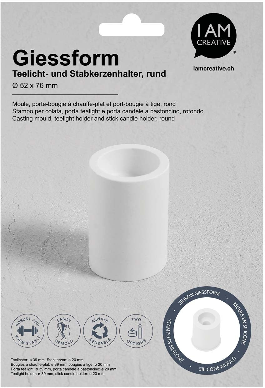 I am creative Giessform – Kerzenhalter – Silikon – 140 × 205 × 45 mm – für Beton, Gips u. a.