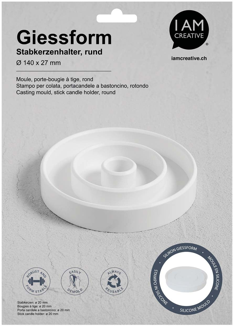 I am creative Giessform – Kerzenhalter – Silikon – 200 × 288 × 30 mm – für Edelweiss, Feinbeton u. a.