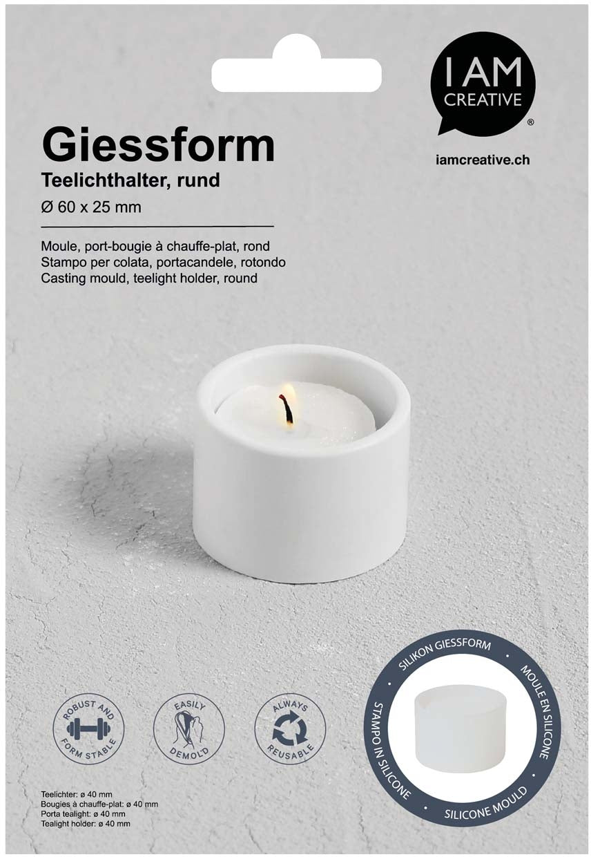 I am creative Giessform – Teelichthalter – Silikon – 125 × 175 × 40 mm – für Beton, Gips & Giessharz