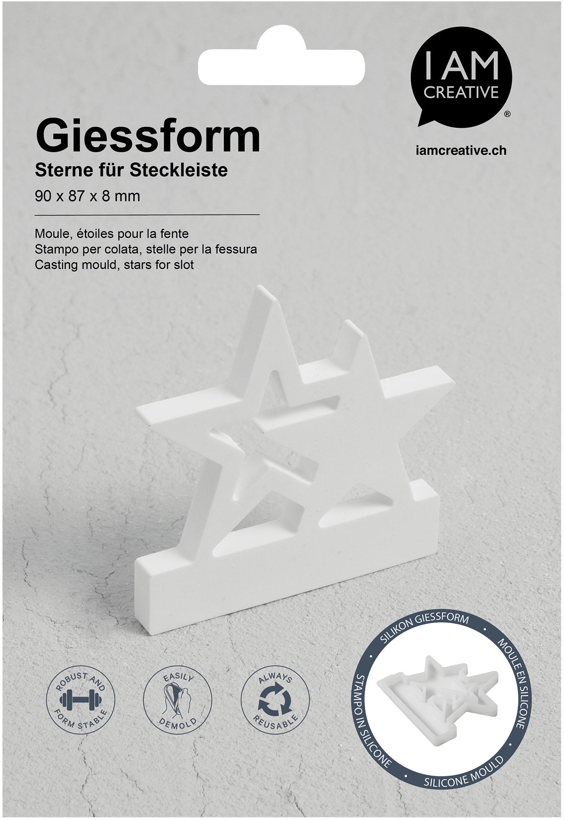 I am creative Giessform – Sterne für Steckleiste – Silikon – 120 × 175 × 10 mm – für Seife, Wachs u. a.