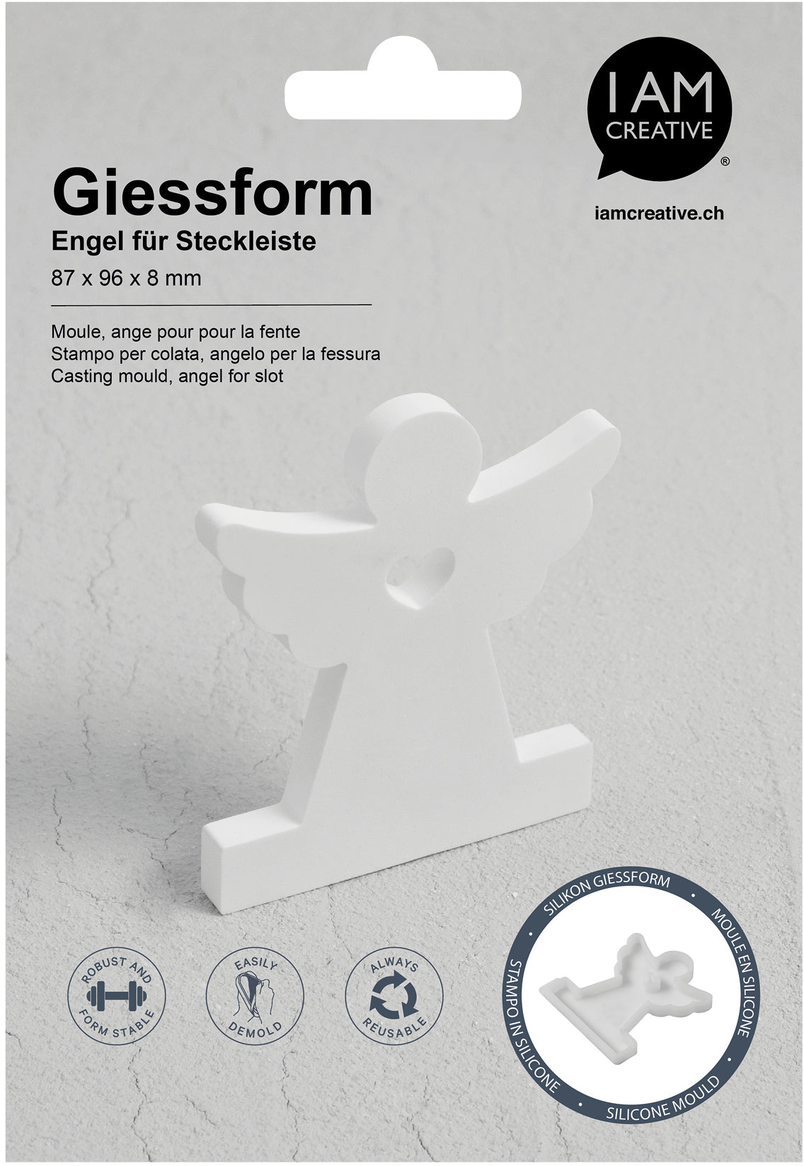 I am creative Giessform – Engel für Steckleiste – Silikon – 120 × 175 × 10 mm – für Seife, Wachs & Harz u. a.