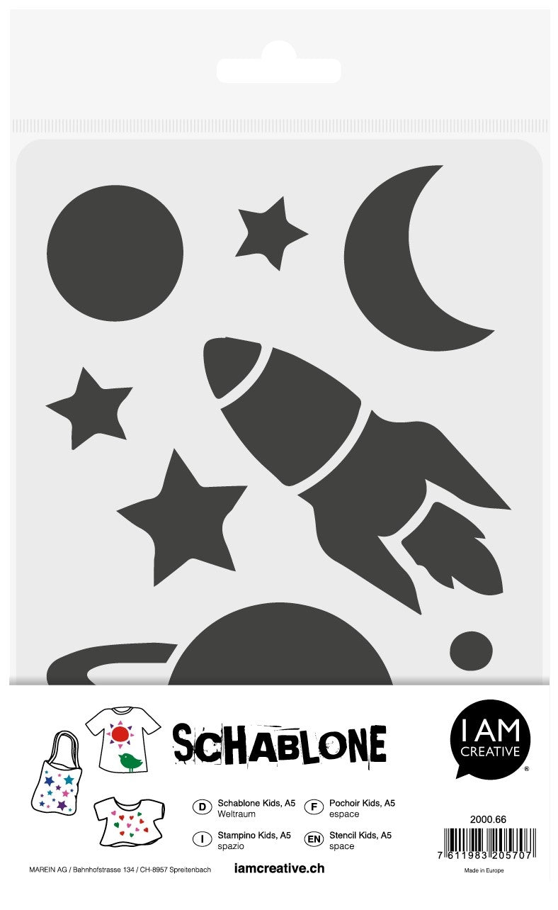 I am creative Schablone – Weltraum – 155 × 250 × 3 mm – Kunststoff