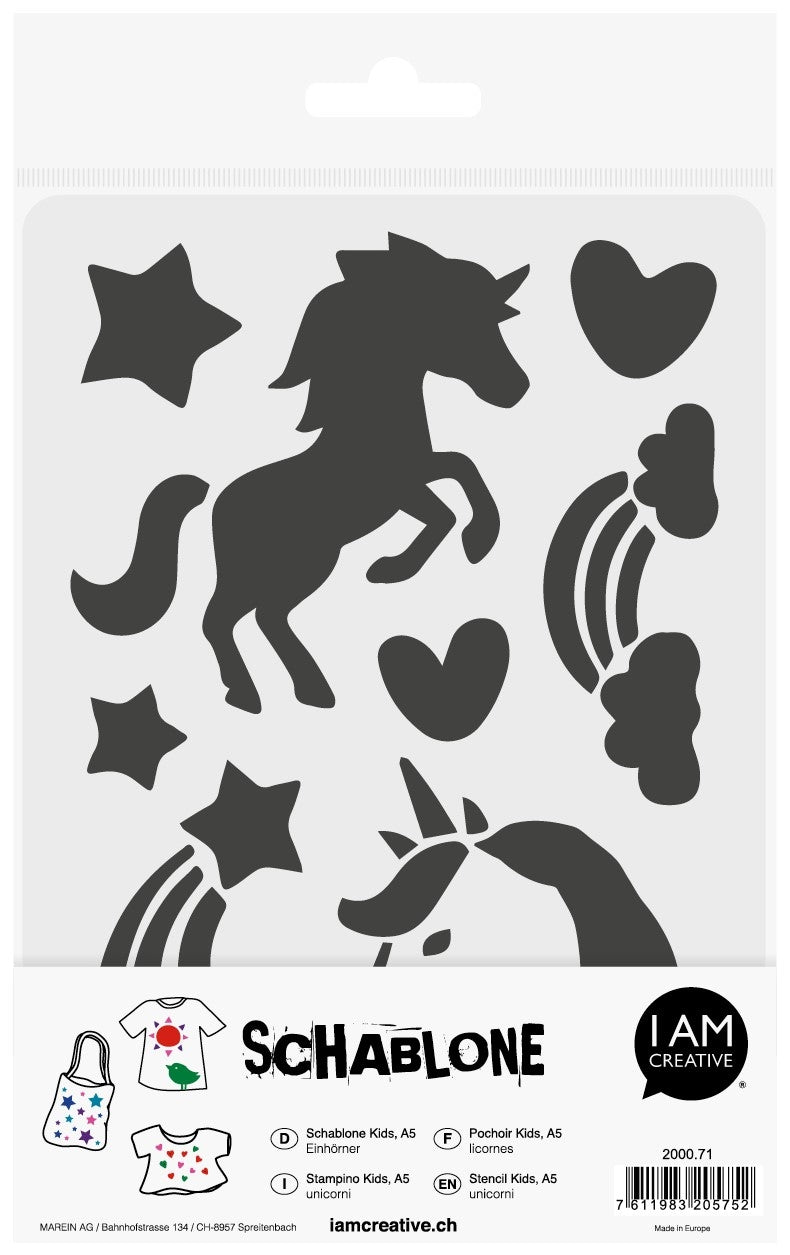 I am creative Malschablone – Einhörner – 15,5 × 25,0 cm