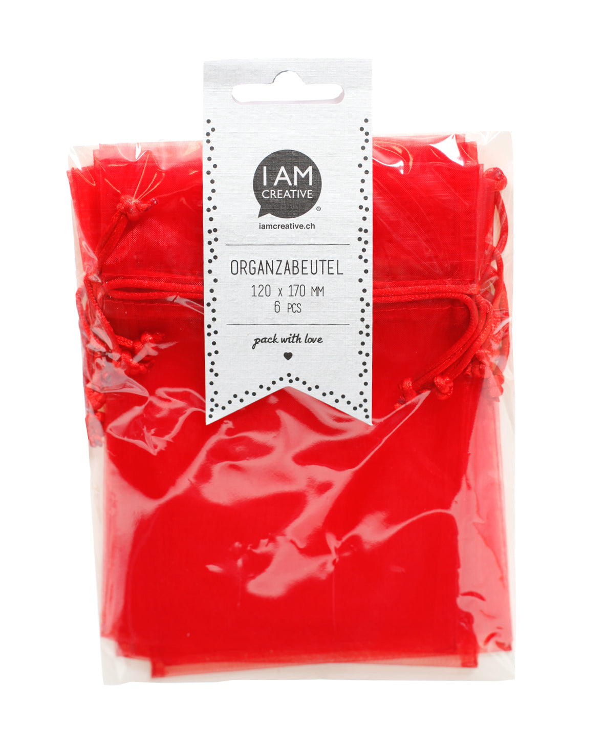 I am creative Geschenkbeutel Organza Rot – 20 × 230 × 145 mm