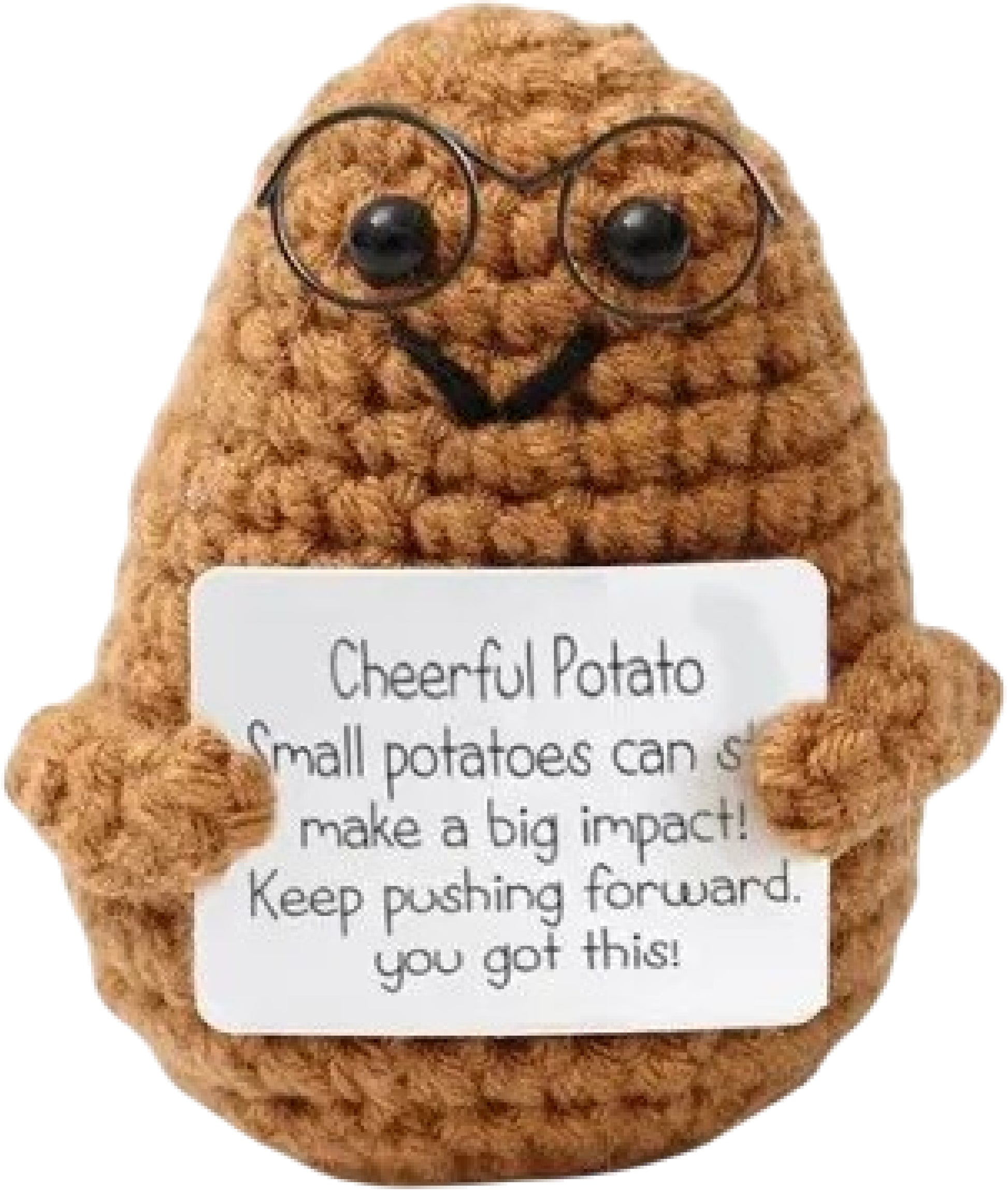I am Creative Plüschtier Positive Potato mit Brille – 8 cm – Braun