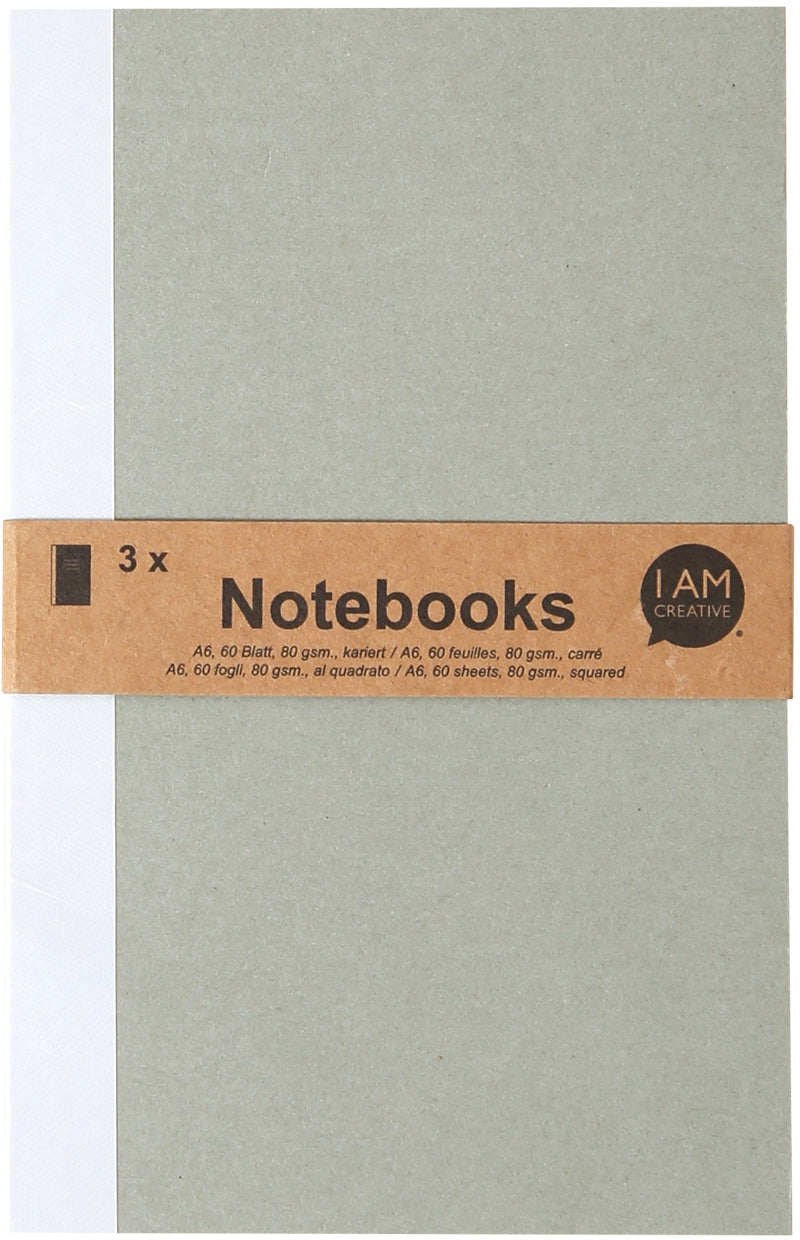 I am creative Notizbuch – A6 – kariert – 60 Seiten – 80 g/m², braun, 3 Stück