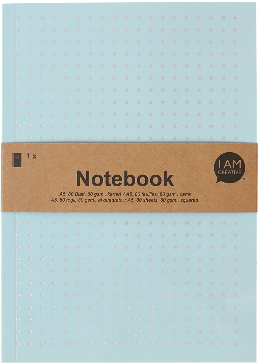 I am creative Notizbuch – A5 – kariert – 80 g/m², hellblau