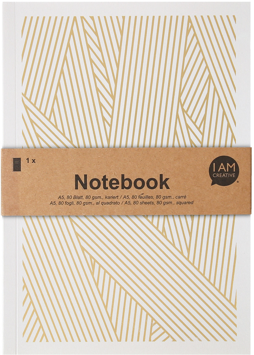 I am creative Notizbuch – A5 – kariert – 80 Seiten – 80 g/m² – gold/grau