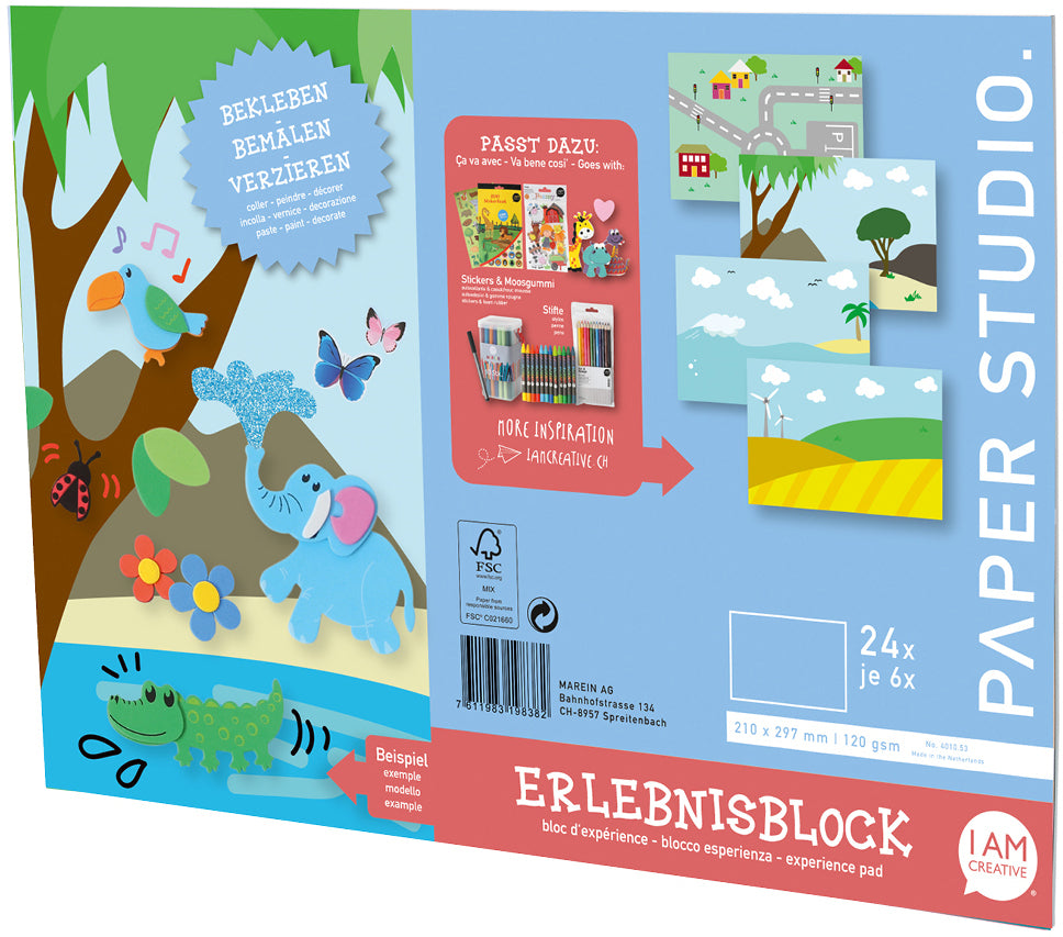 I am creative Erlebnisblock Jungen Malbuch – A4 – 24 Blatt – inkl. Sticker