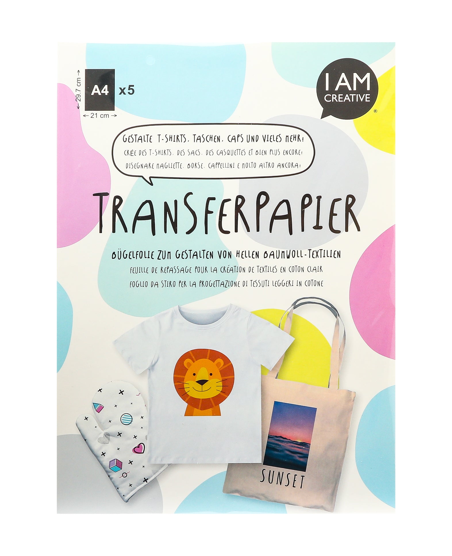 I am creative Aufbügelfolie 4010.54 Transparent – A4, Inkjet & Laser, 5 Blatt