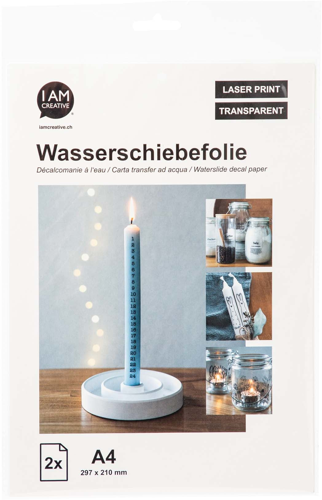 I am creative Transferfolie (Dekor) 4010.57 Transparent – A4, Laser, 2 Stück