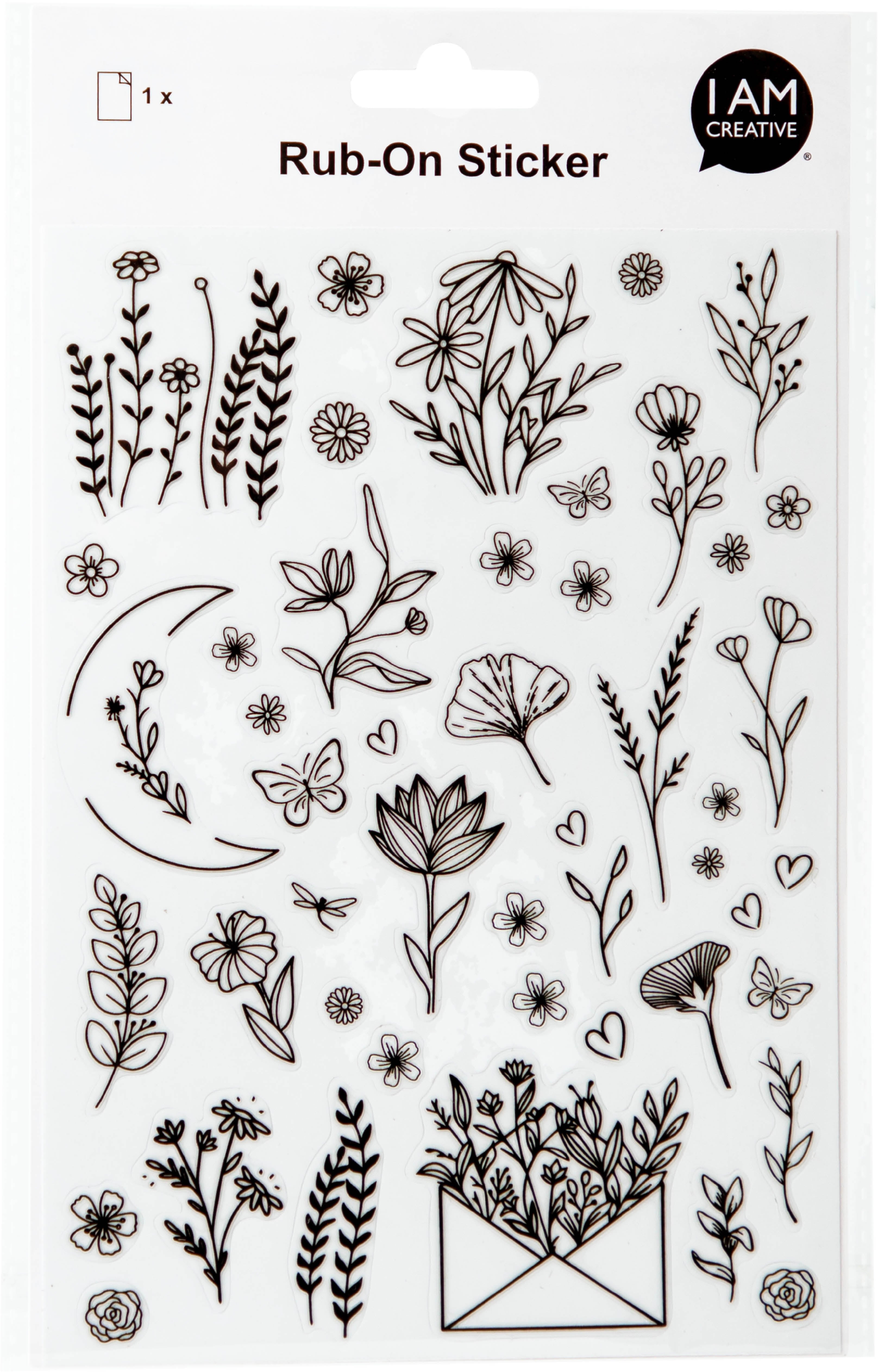 I am creative Rub-on Sticker, Blumen, Transparent, 16 × 25,2 cm