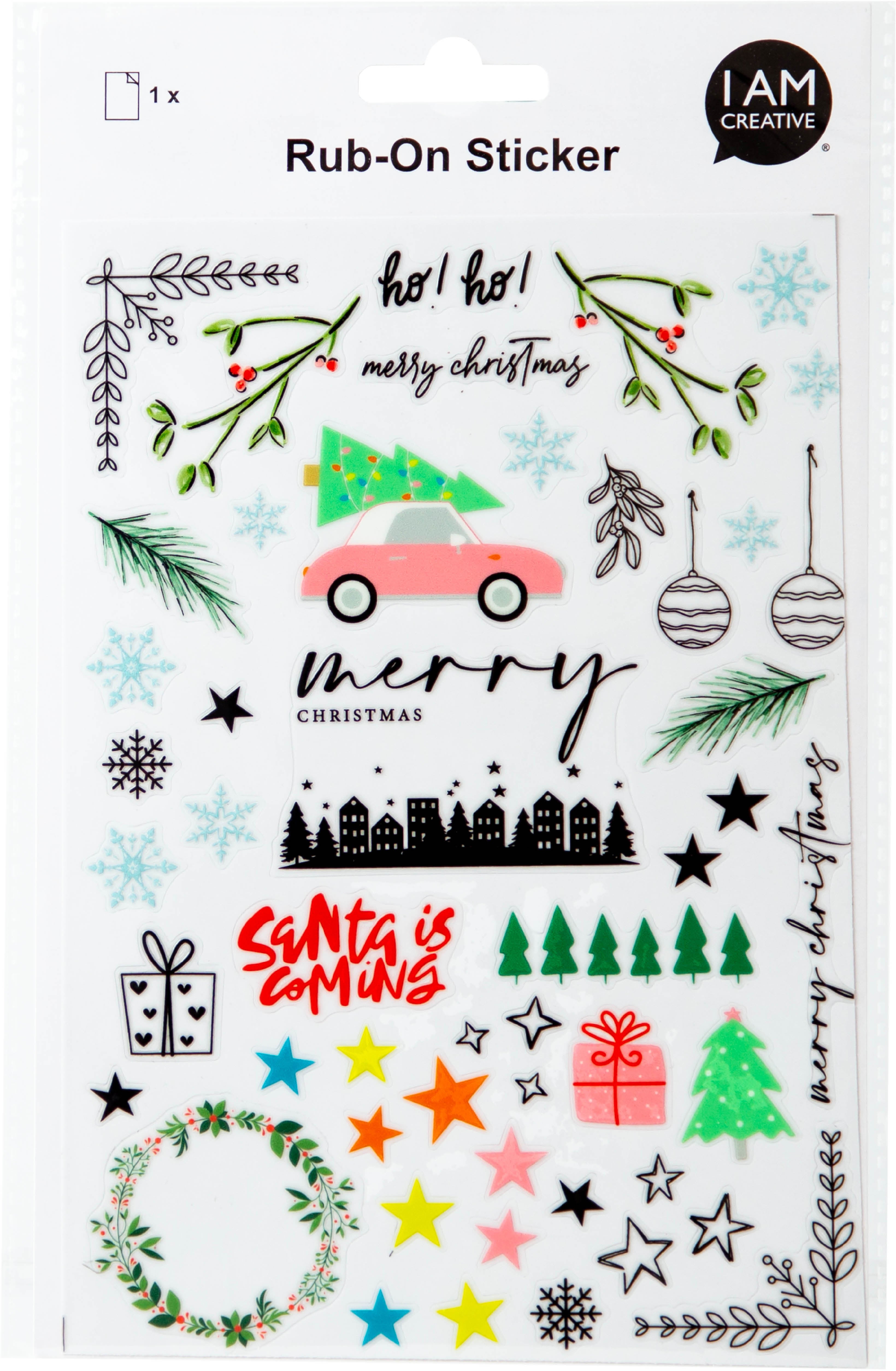 I am creative Rub-on Sticker, Weihnachtsmotive, 16 × 25,5 cm