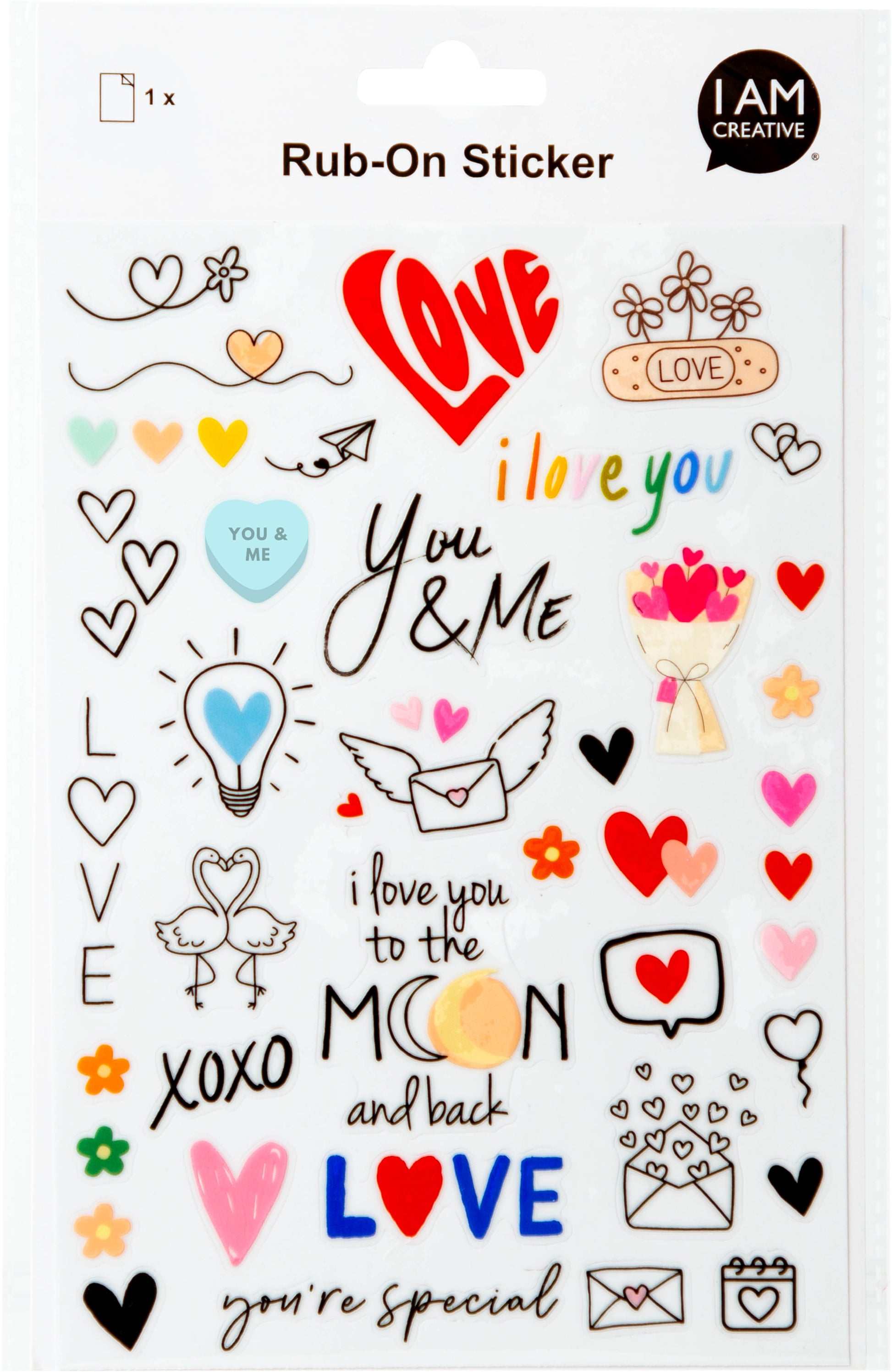 I am creative Rub-on Sticker, Liebe, transparent, 16 × 25.2 cm