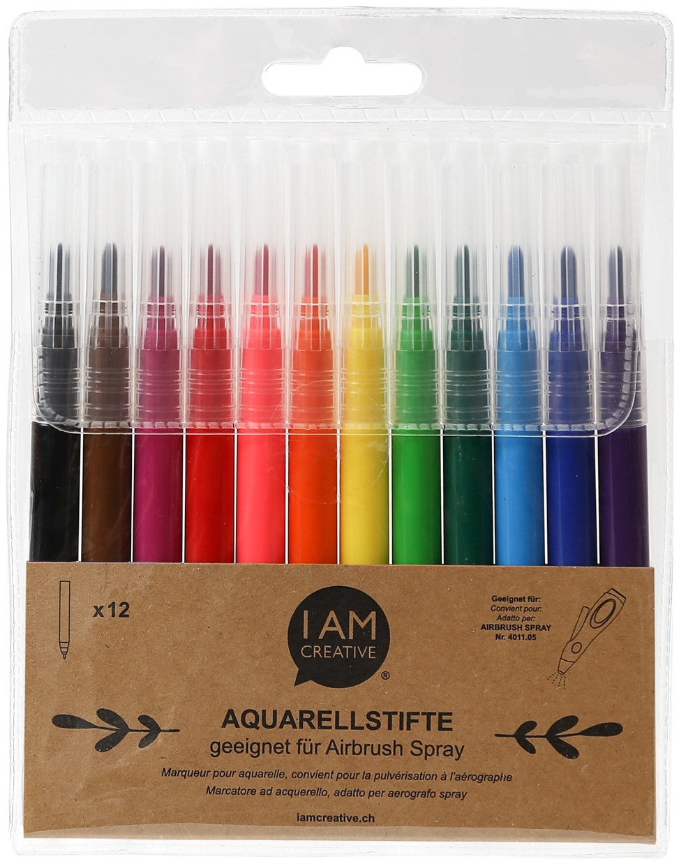 I AM CREATIVE Air Brush Aquarellfarbstifte – 12 Farben, wasserbasiert