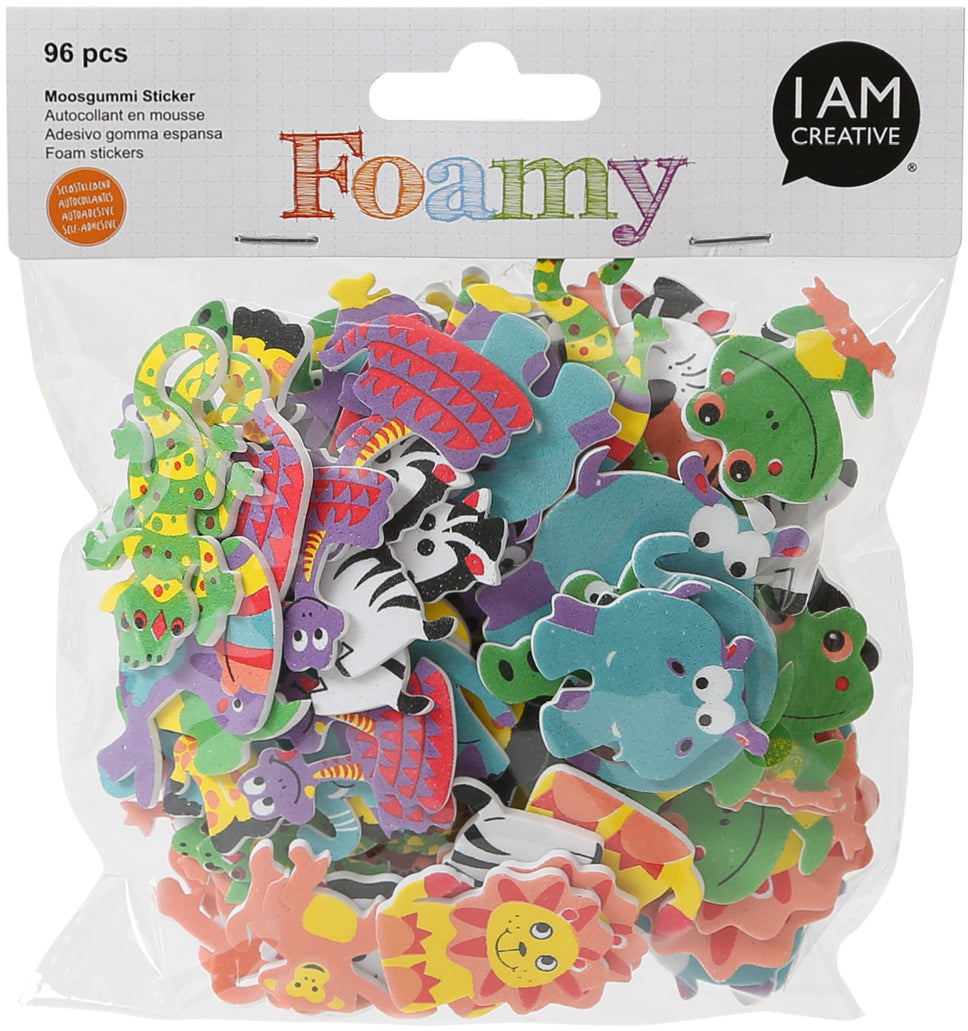 I am creative Sticker, Dschungeltiere, mehrfarbig, 96 Stk, Ø 4 cm