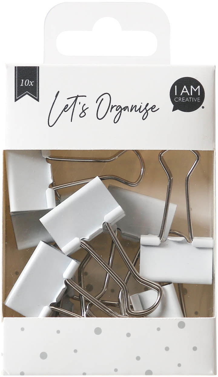 I am creative Foldback-Klammern 25 mm – weiss, Klemmweite 10 mm – 10 Stk.