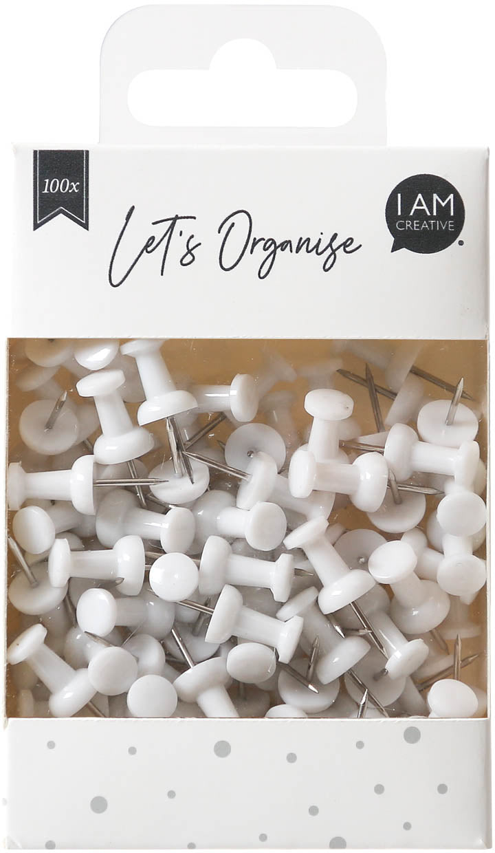I am creative Let's Organize Pinnnadeln – Ø 9 mm, Länge 24 mm, Metall/Kunststoff, Weiss