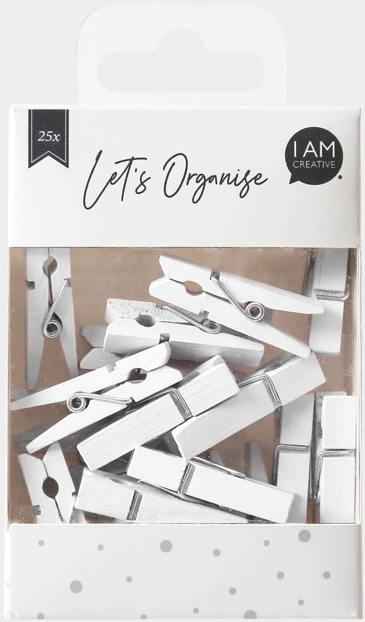 I am creative Holzklammern, 0,7 × 1,0 × 3,5 cm, weiss
