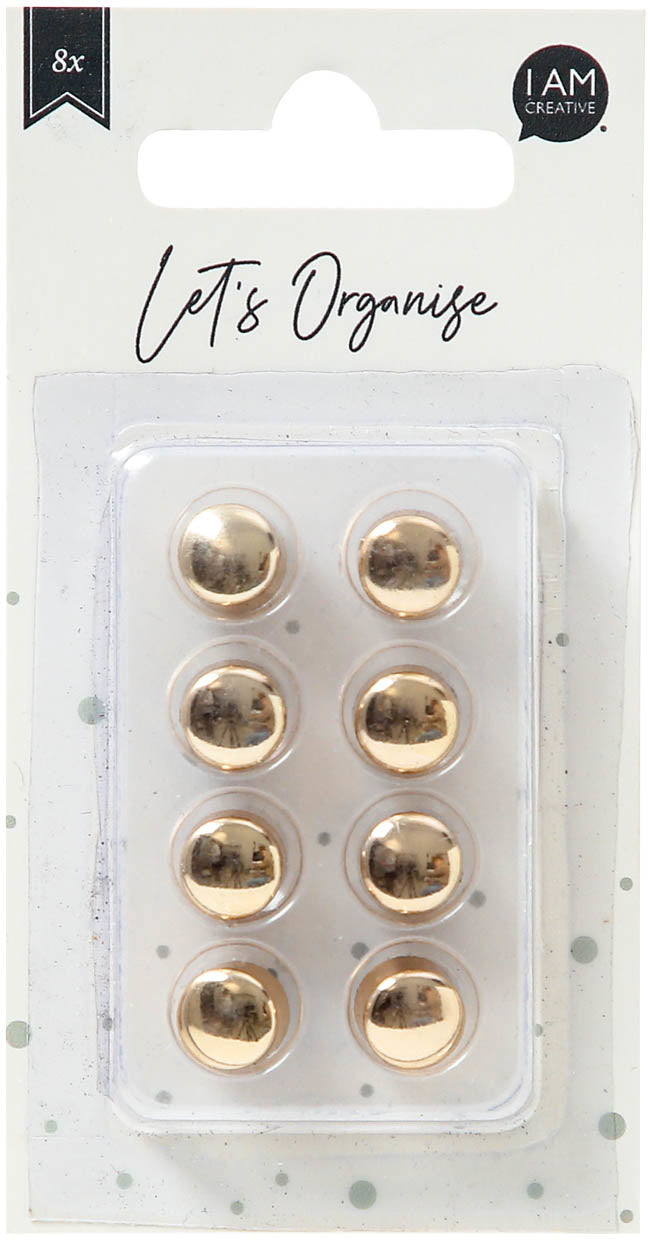 I am creative Tafelmagnete – Ø 10 mm – 8 Stück, Gold, Metall/Kunststoff