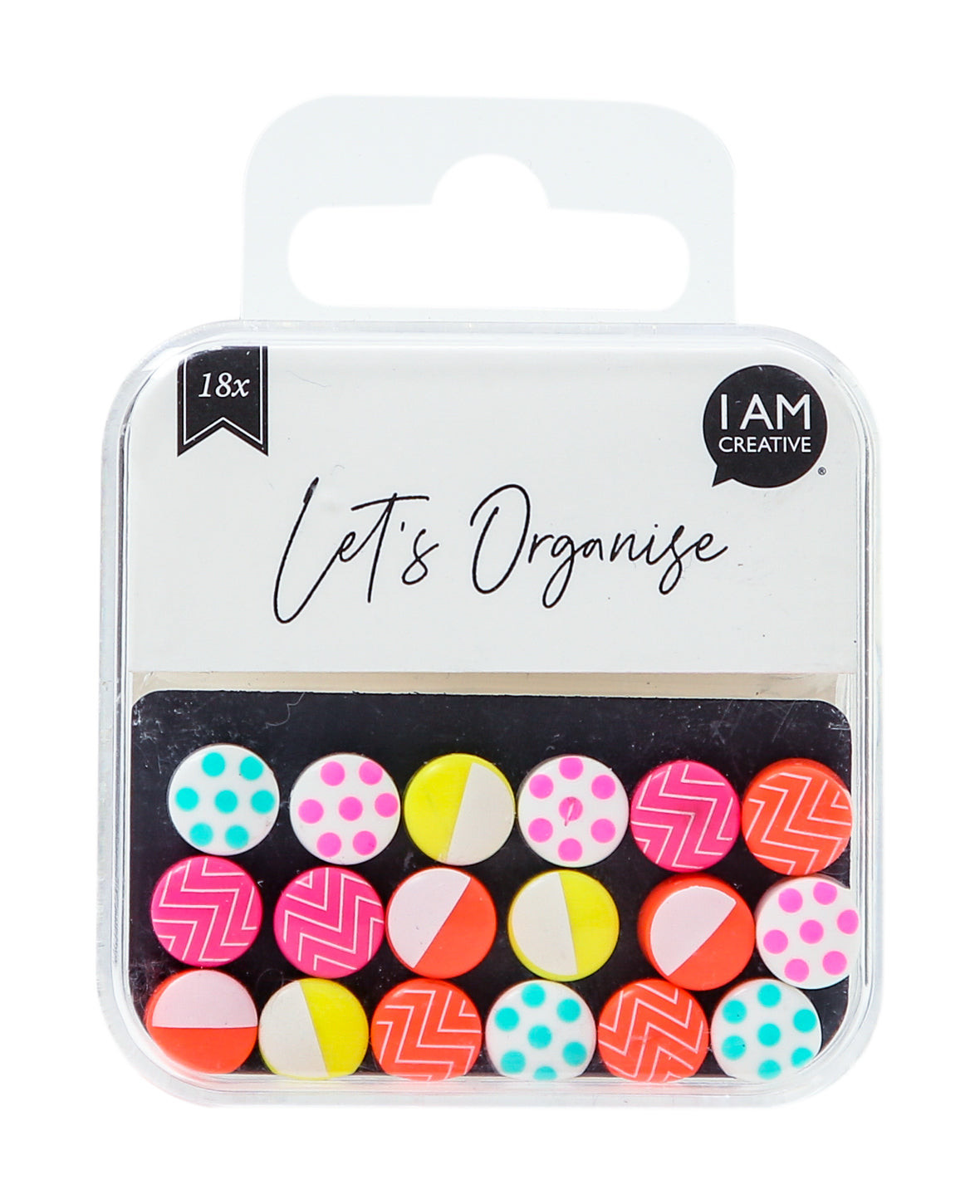 I am creative Tafelmagnete – Ø 10 mm, 18 Stk., neon