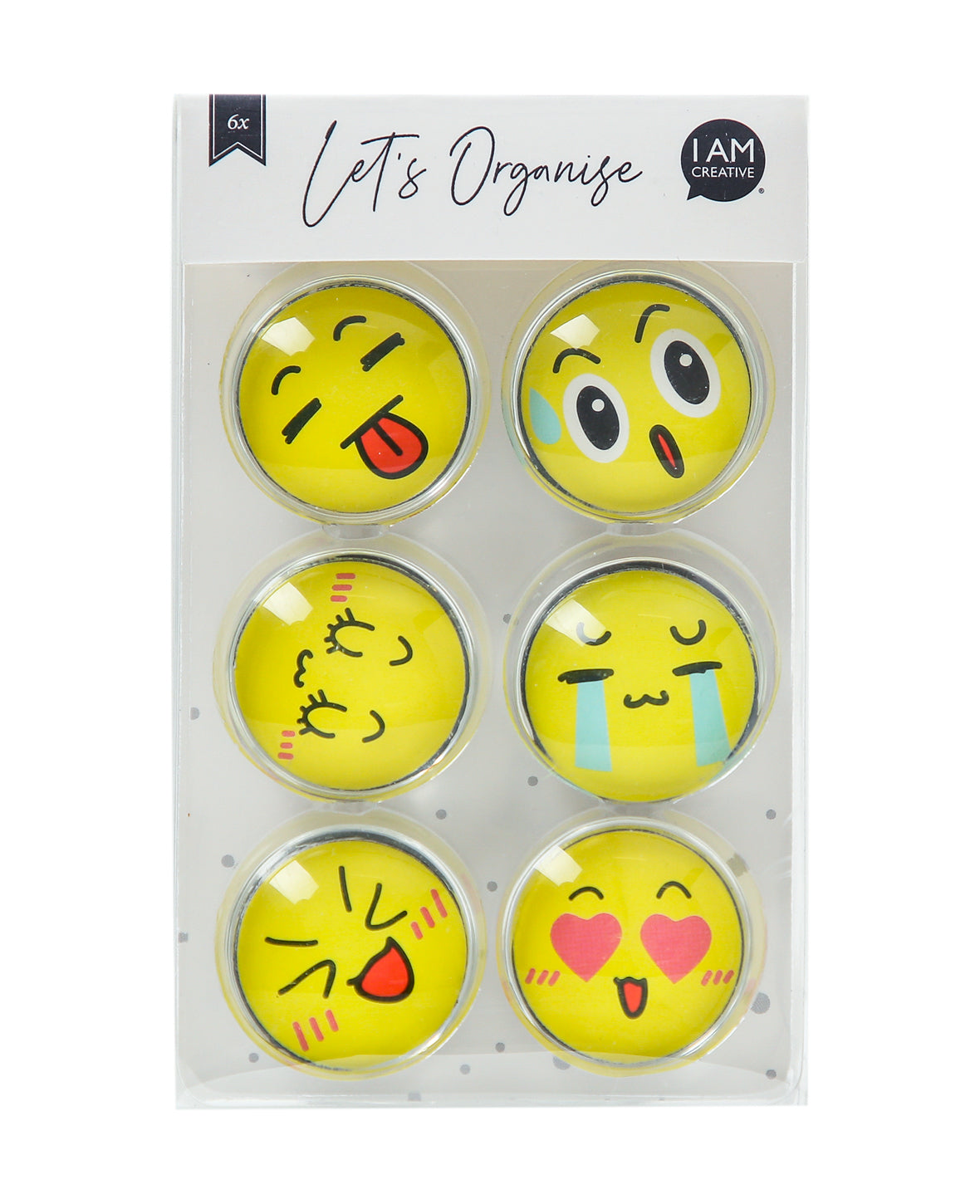 I am creative Tafelmagnete Smiley – Ø 30 mm – 6 Stück, für Whiteboards (u. a.)