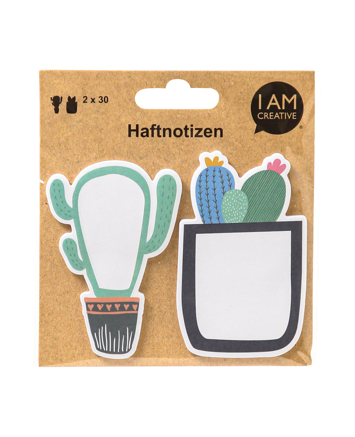 I am creative Motiv-Haftnotizen Kakteen – 60 × 90 mm, 30 Blatt/Block