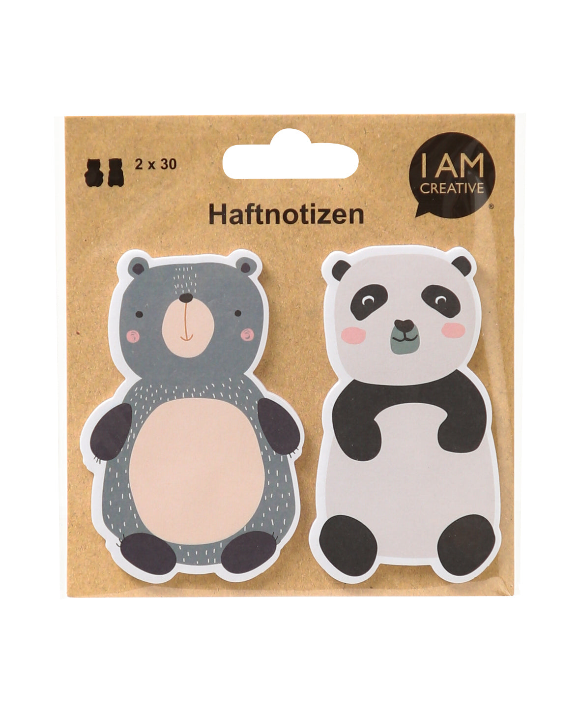 I am creative Motiv-Haftnotizen Bären – 55 × 95 mm – mehrfarbig, 30 Blatt/Block