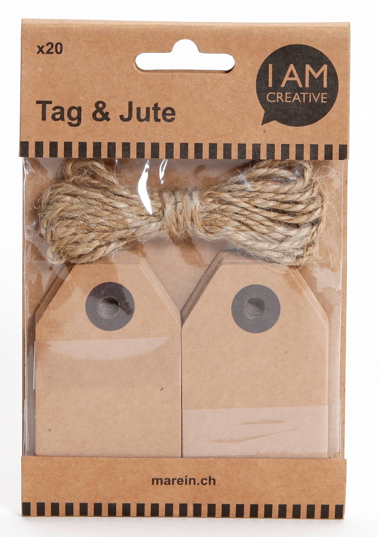 I am creative Geschenkanhänger Natur – 45 × 80 mm – mit Schnur