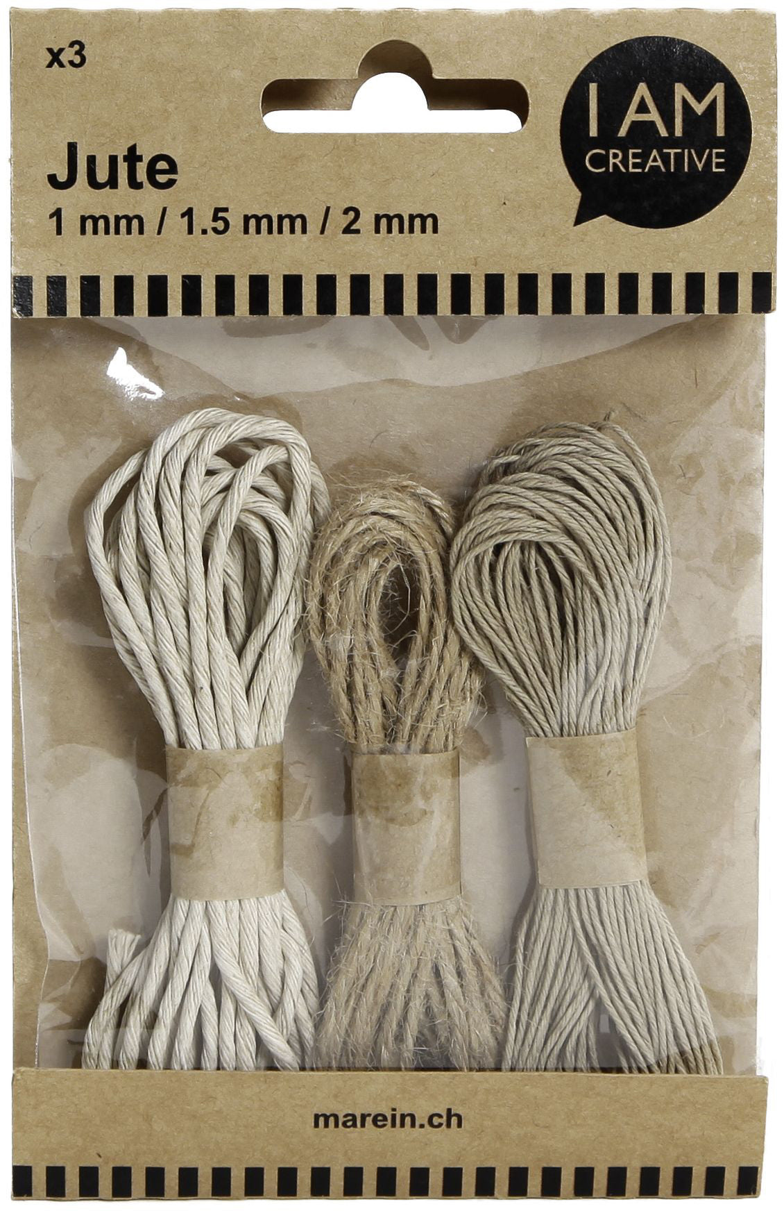I am creative Bastband (Papierbast), Jute, Mehrfarbig, 15 mm × 2,5 m, 3 Stk.
