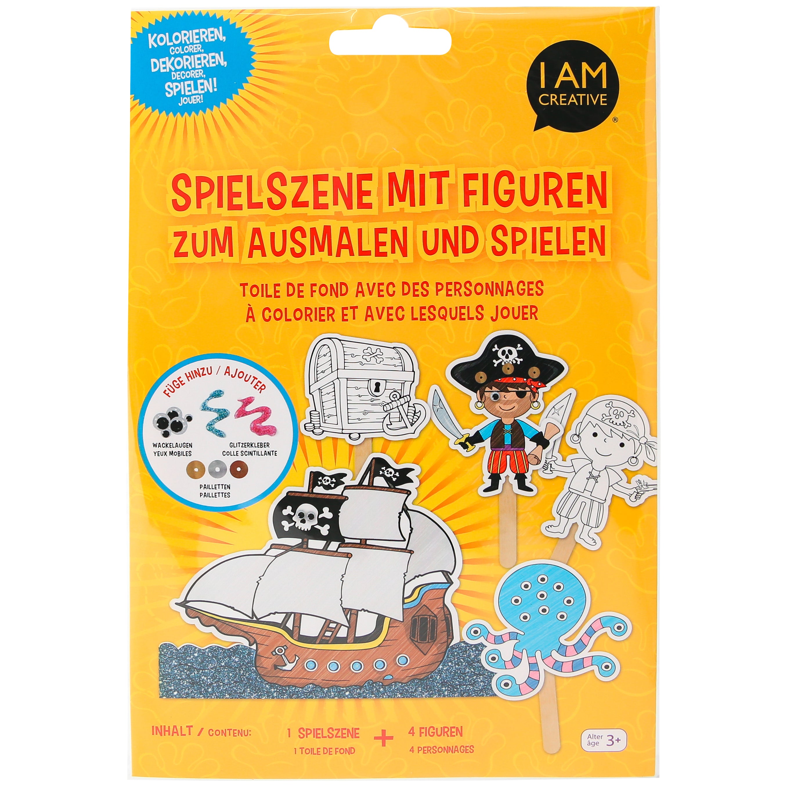 I am creative Bastelset Puppenspiel Pirat, Papier – 24,2 × 17,1 cm – 5-teilig – ab 3 Jahren