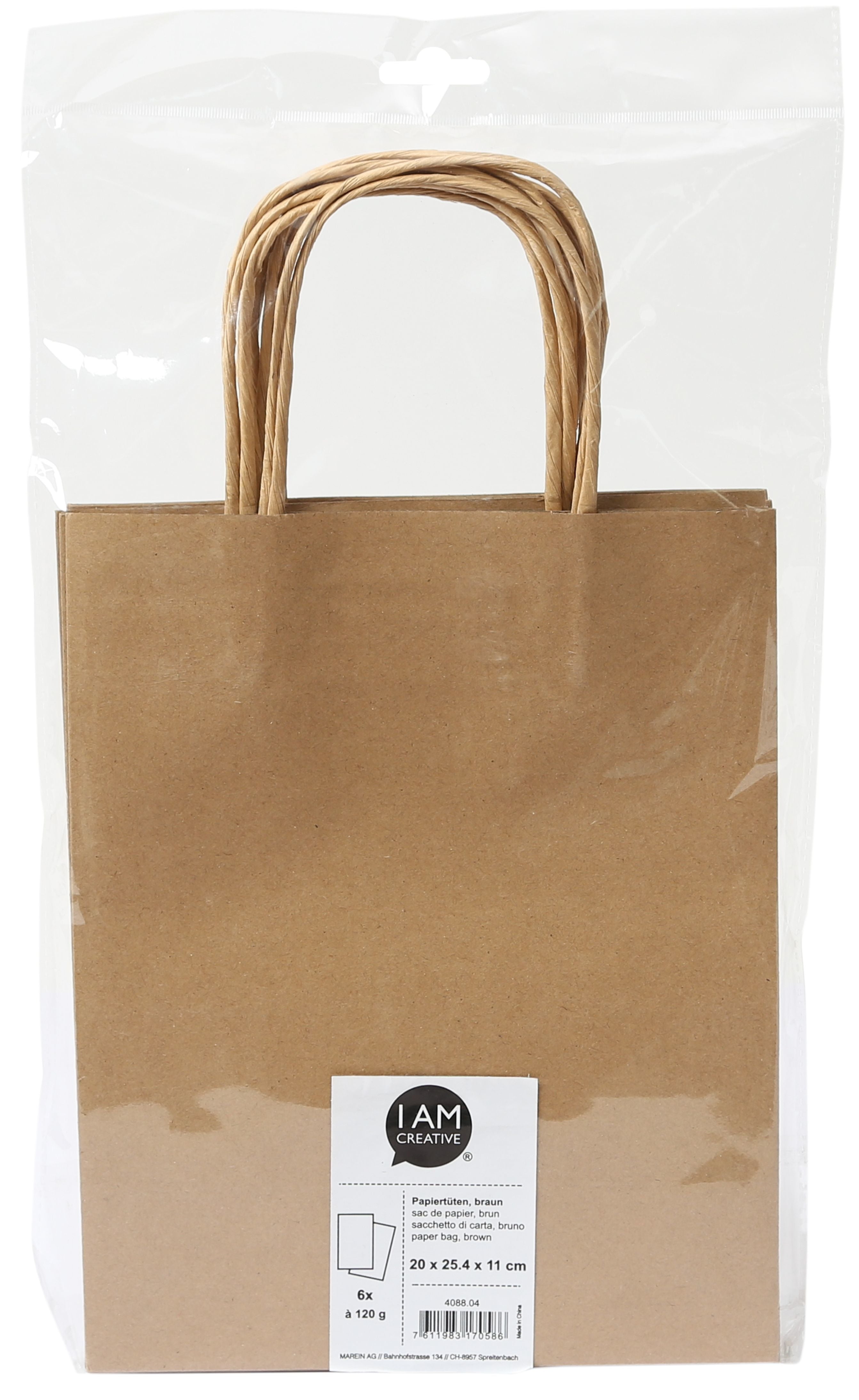 I am creative Papiertragetaschen Kraftpapier Braun – 235 × 400 × 15 mm