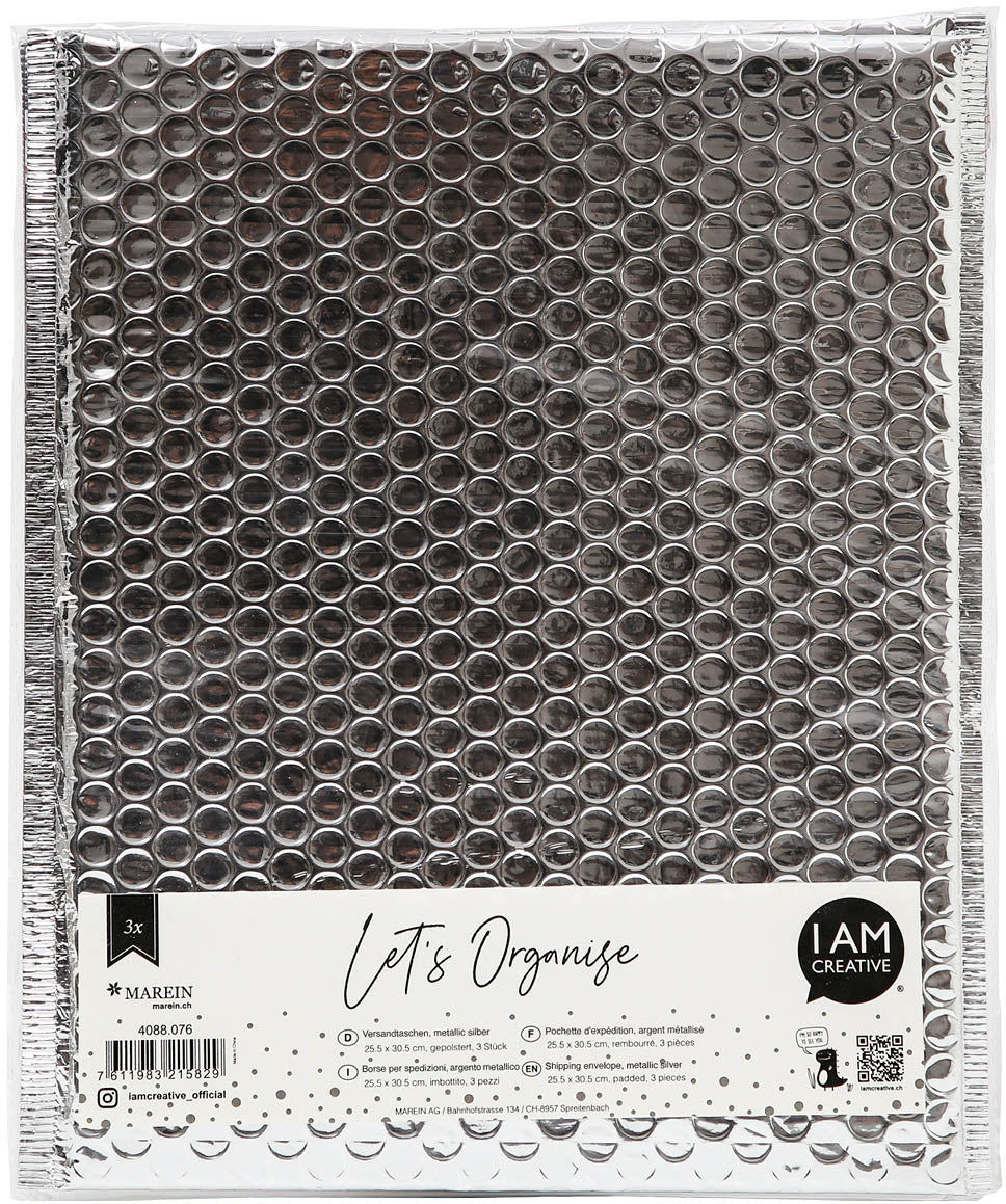 I am creative Let's Organize Luftpolstertasche – 260 × 300 × 20 mm, selbstklebend, Folie, silber – 3 Stk.