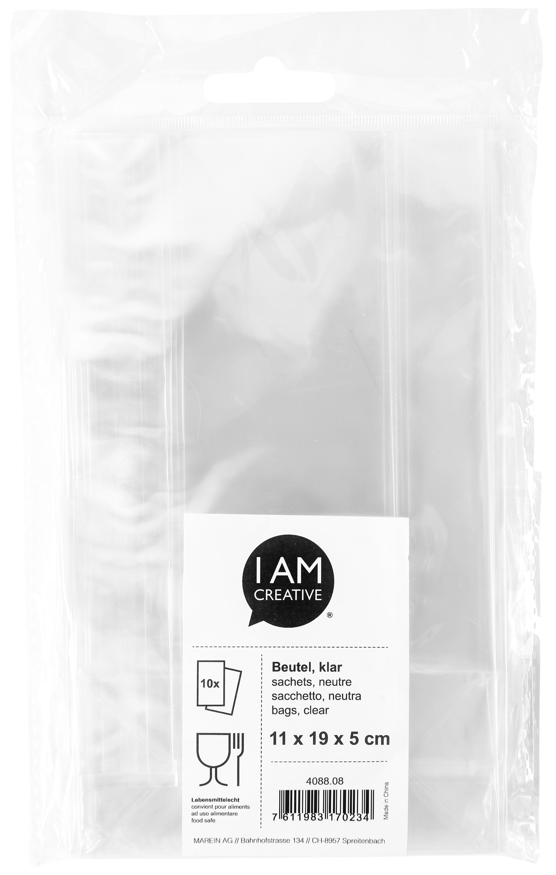 I am creative Cellophantüten, transparent – 135 × 240 × 20 mm – lebensmittelecht