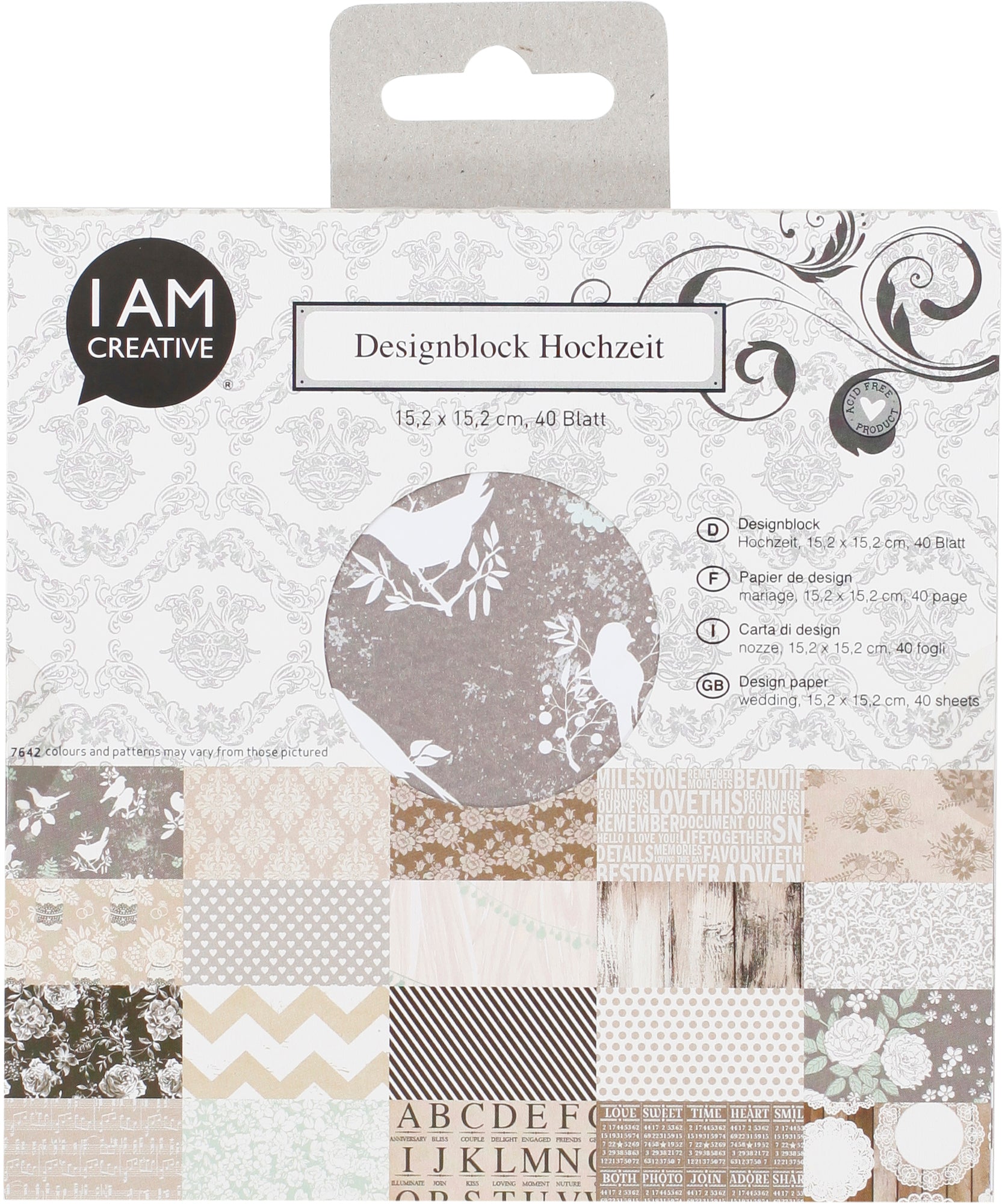 I am creative Designpapierblock – 15,3 × 15,5 cm, Hochzeit