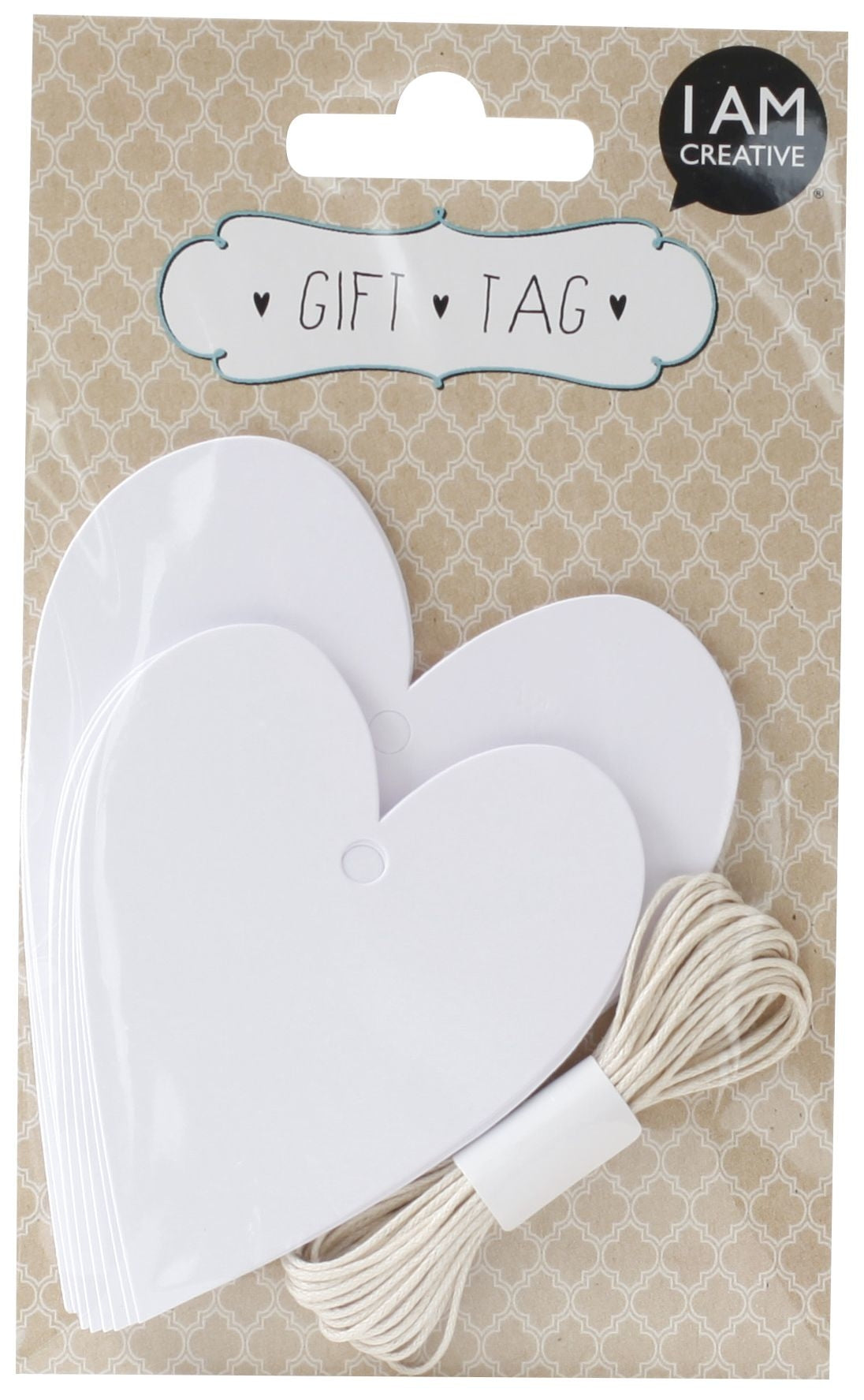 I am creative Geschenkanhänger BOHO Herz – 65 × 80 mm, 80 × 100 mm, mit 3 m Schnur – 20 Stk.