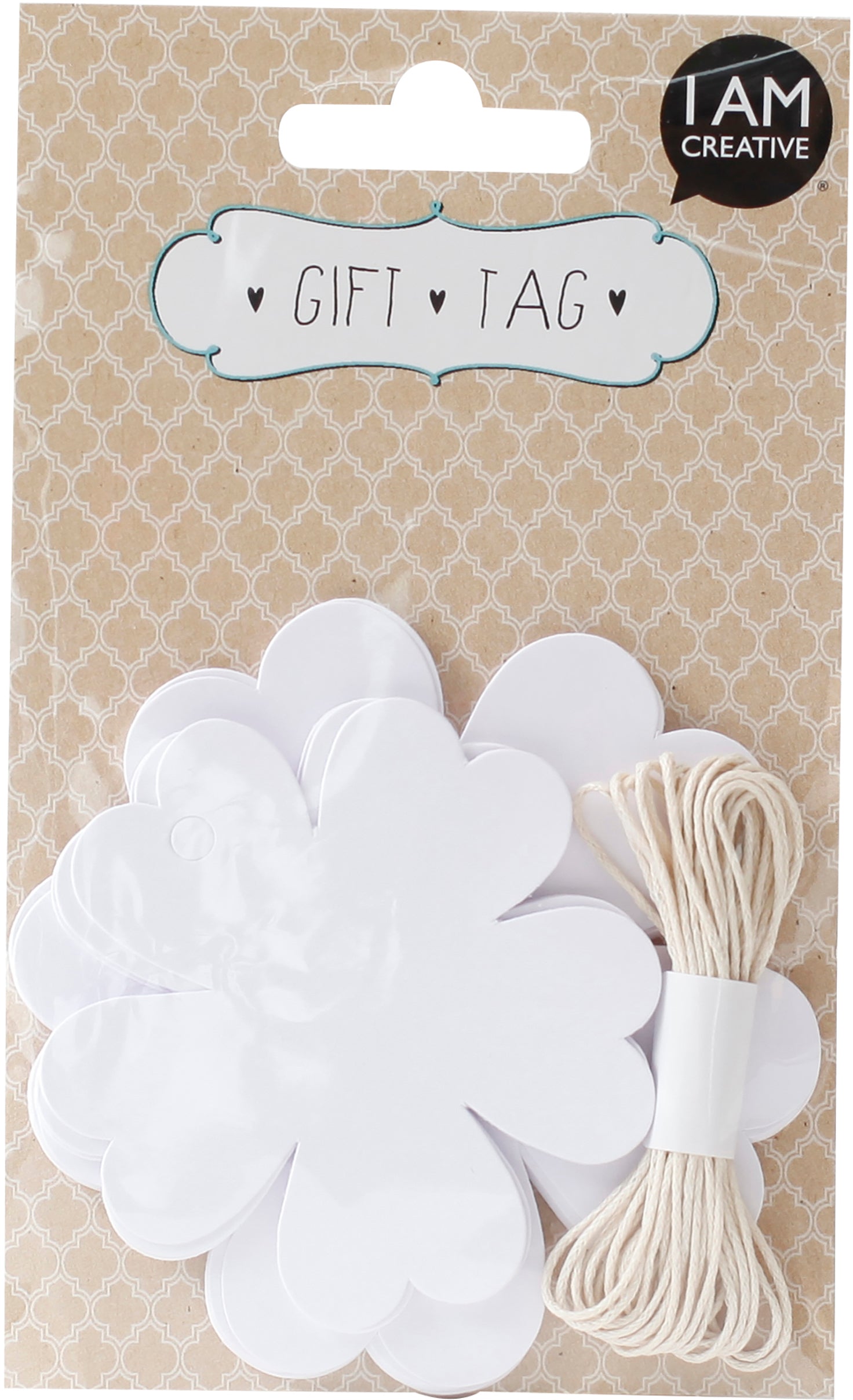 I am creative Geschenkanhänger Blume – 100 × 157 mm – mit 3 m Schnur