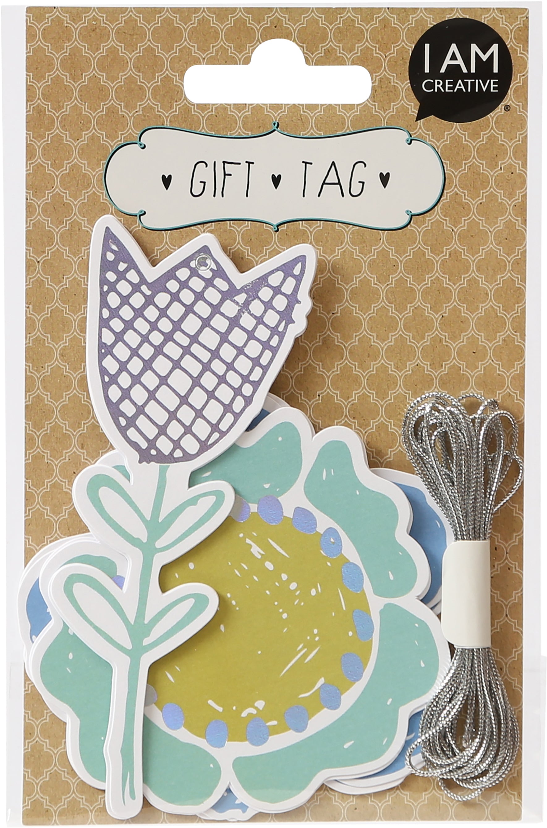 I am creative Geschenkanhänger Blumen – 100 × 160 mm – mit Schnur