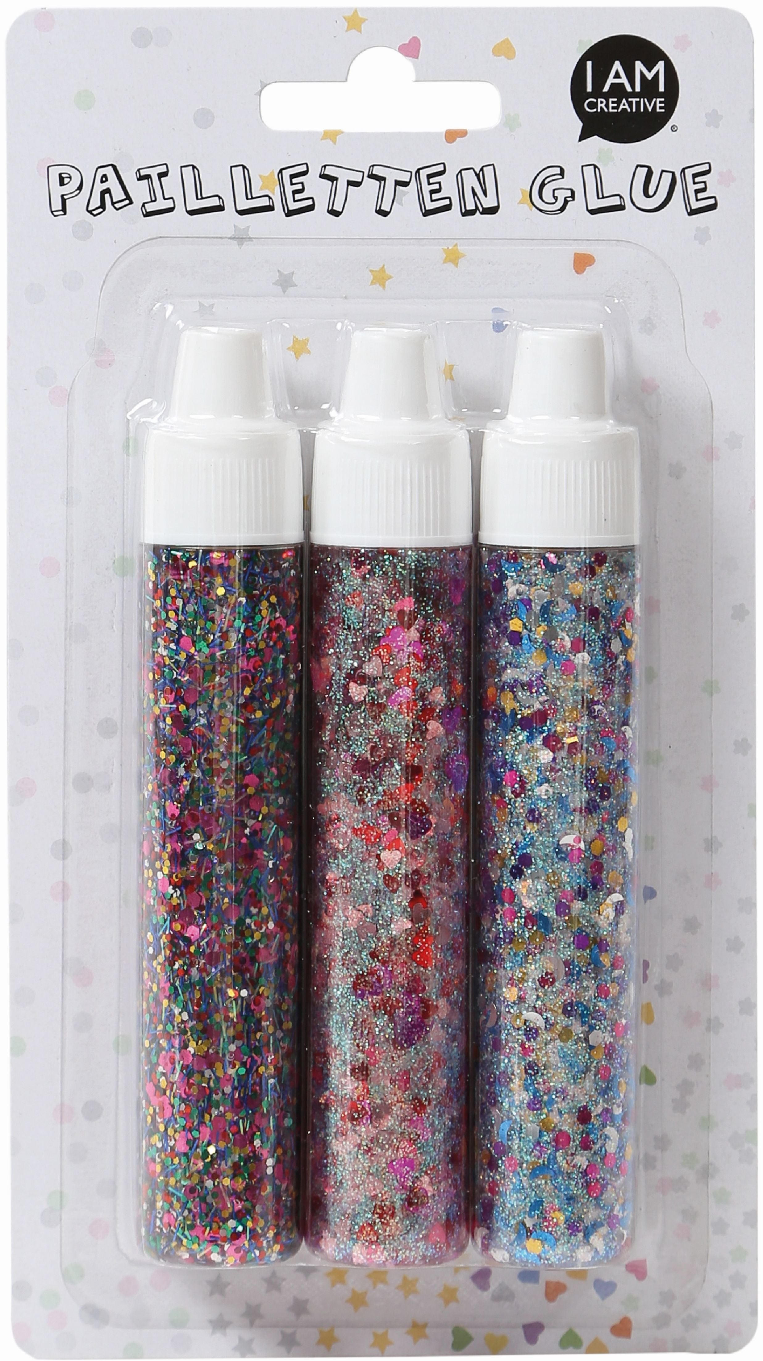 I am creative Glitzerkleber – sortiert, 3 Stück, mit Dosierspitze, 4091.36
