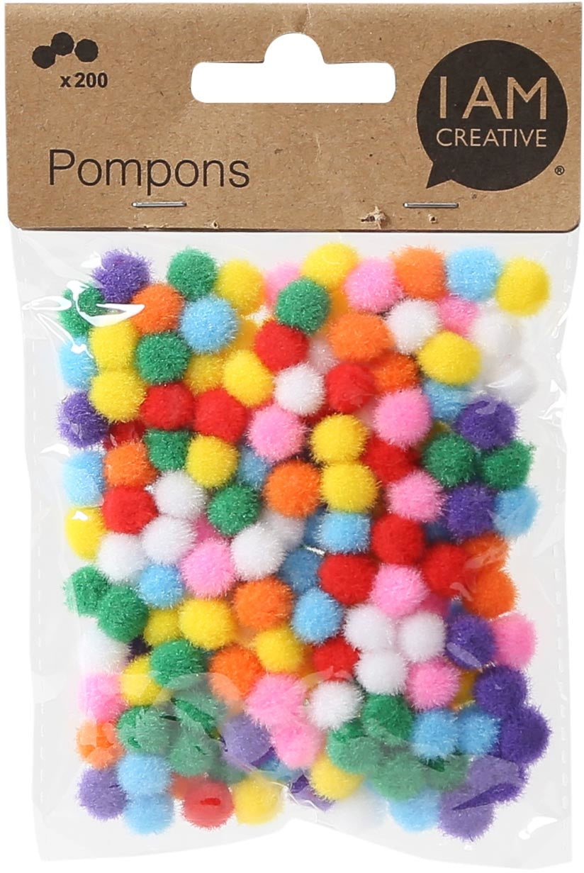 I am creative Pompons, Mehrfarbig, Ø 10 mm, 200 Stk., 4111.03