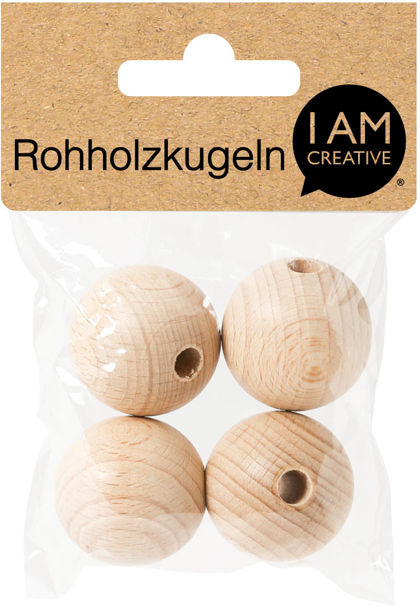 I am creative Rohholzkugeln, Holz, Ø 30 mm, 4 Stk., 4530.3