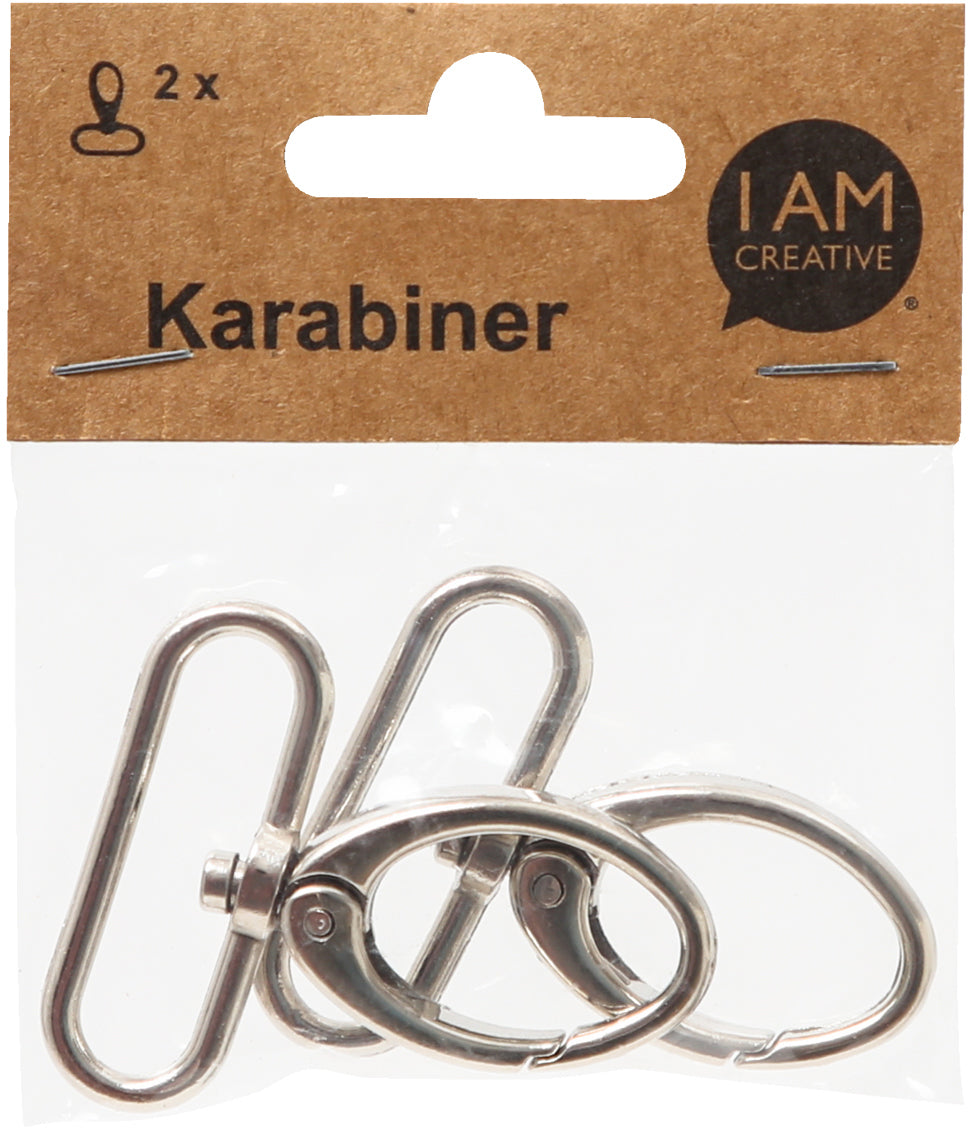 I am creative Karabiner 85 × 1 mm – Metall, 2 Stück, Silber