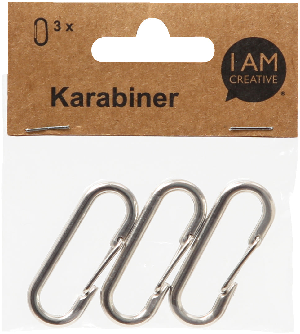 I am creative Ovaler Karabiner, Metall, Silber, 47 × 15 mm, Set à 3