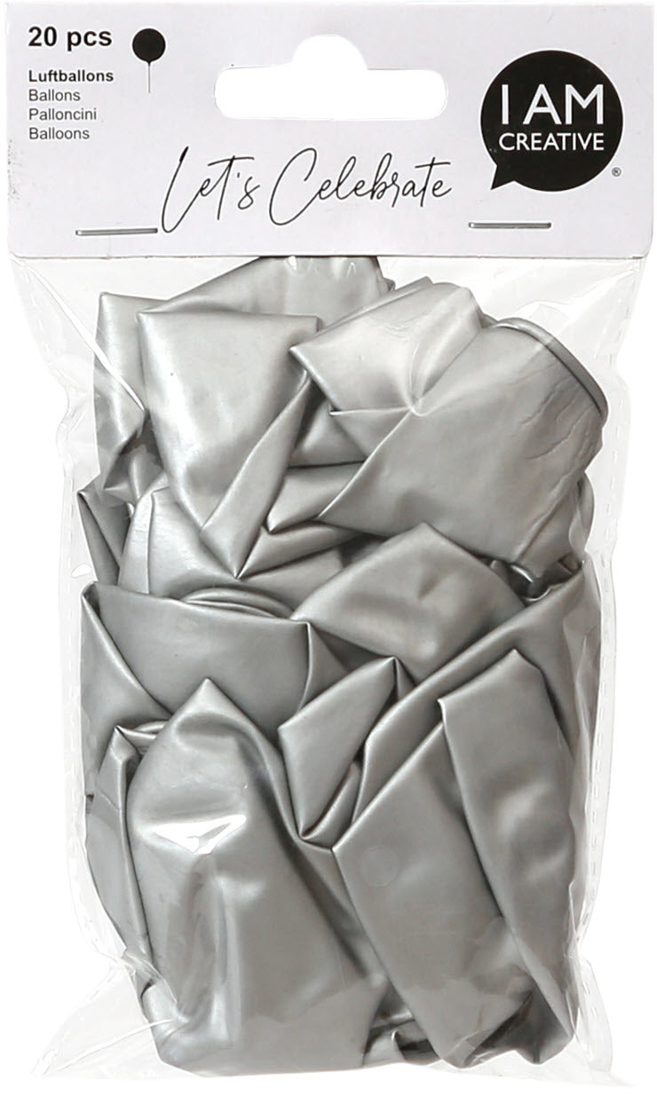 I AM CREATIVE Luftballons – Silber Metallic – Ø 25 cm – 20 Stk