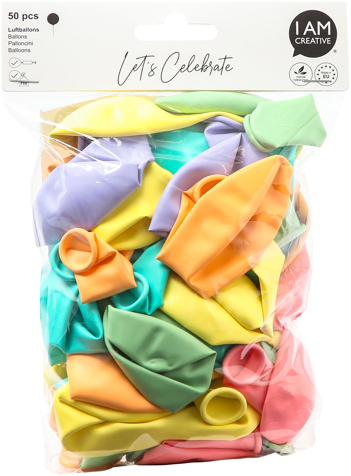I am creative Pastell Luftballons – Mehrfarbig – Ø 27 cm – Latex – 50 Stk