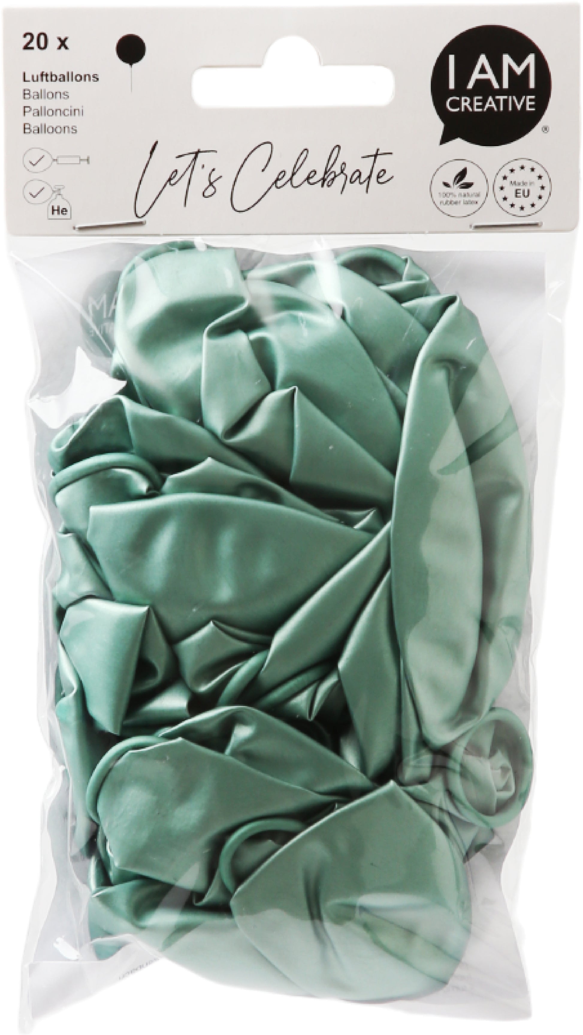 I AM CREATIVE Luftballons Glossy – grün – Ø 27 cm – Latex – 20 Stk